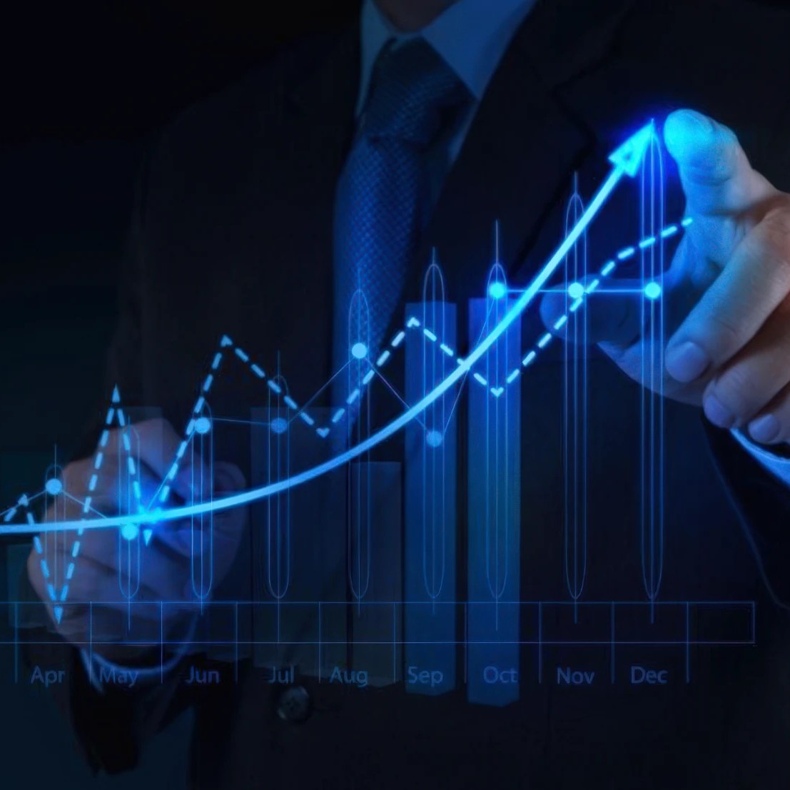 Business growth analytics chart trending upward